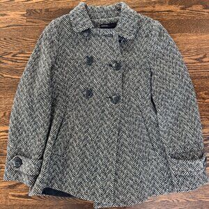 EUC Jason Kole Double-Breasted Wool Coat - Black/White, Size M